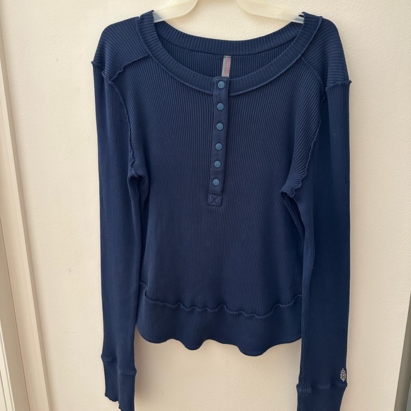 Free People Movement Rally Layering Long Sleeve Top in French Navy - Picture 2 of 6